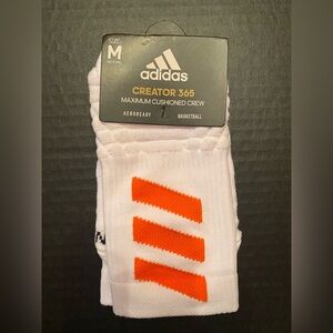 Adidas Creator 365 Basketball Socks Unisex (M 6.5-9) (W 7-10) White Orange
